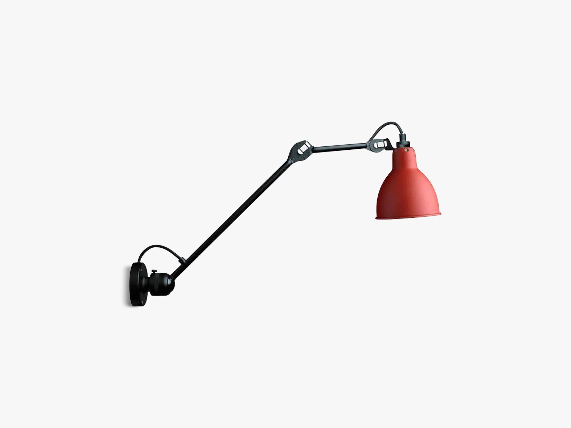 DCWéditions Lampe Gras N304 Hardwired L140, Mat Svart / Rød