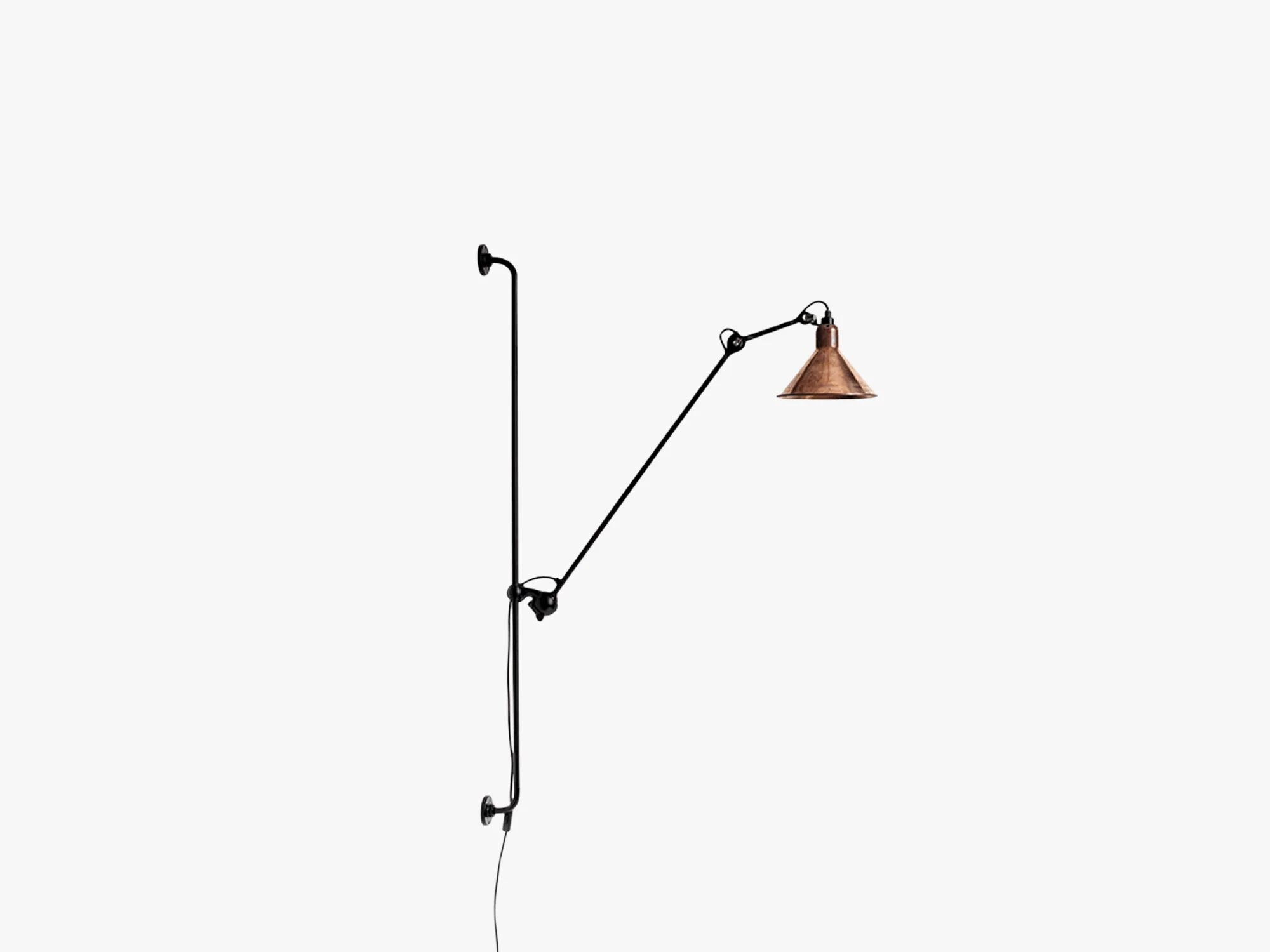 DCWéditions Lampe gras N214 U Ledning, Matte Svart / Rå Kobber