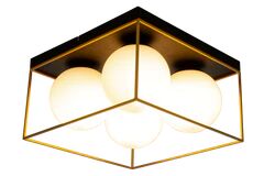Aneta Lighting Astro taklampe 36x36 cm - Svart/opal/gullfarget