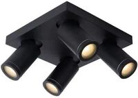 Lucide Taylor spot 4 lys IP44 baderom warm to dim 4x5W 2200-3000K - Svart