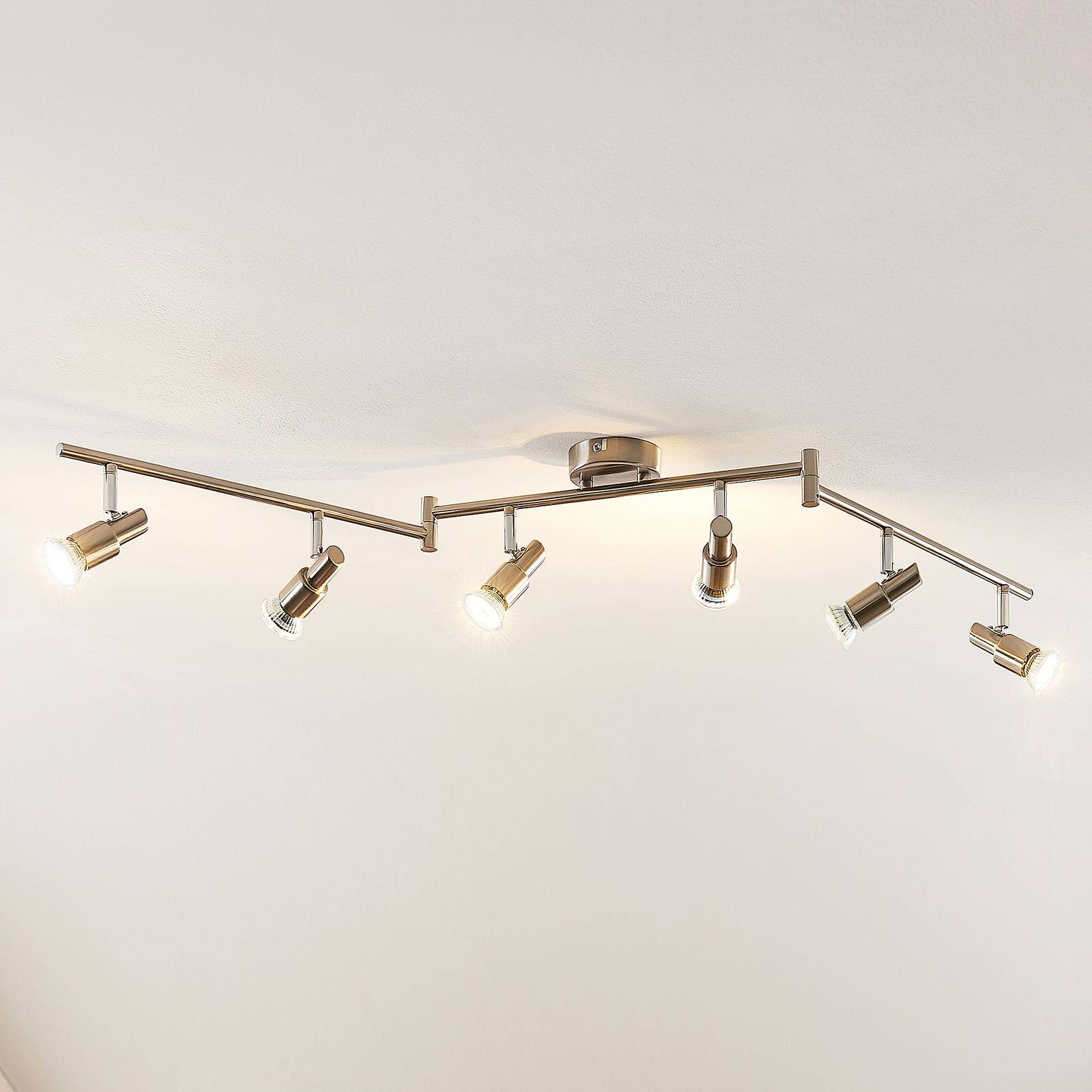 ELC Farida LED-taklampe, nikkel, 6 lyskilder