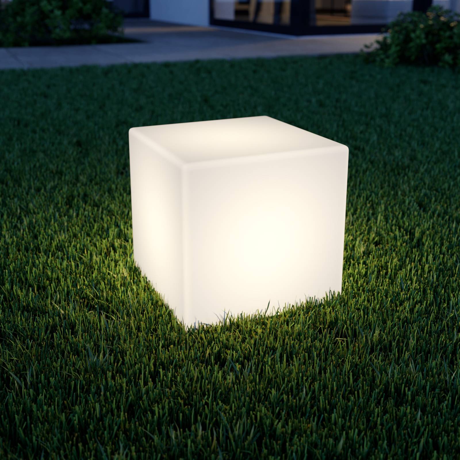 Lindby Terningformet LED-solcellelampe Ziva i hvitt
