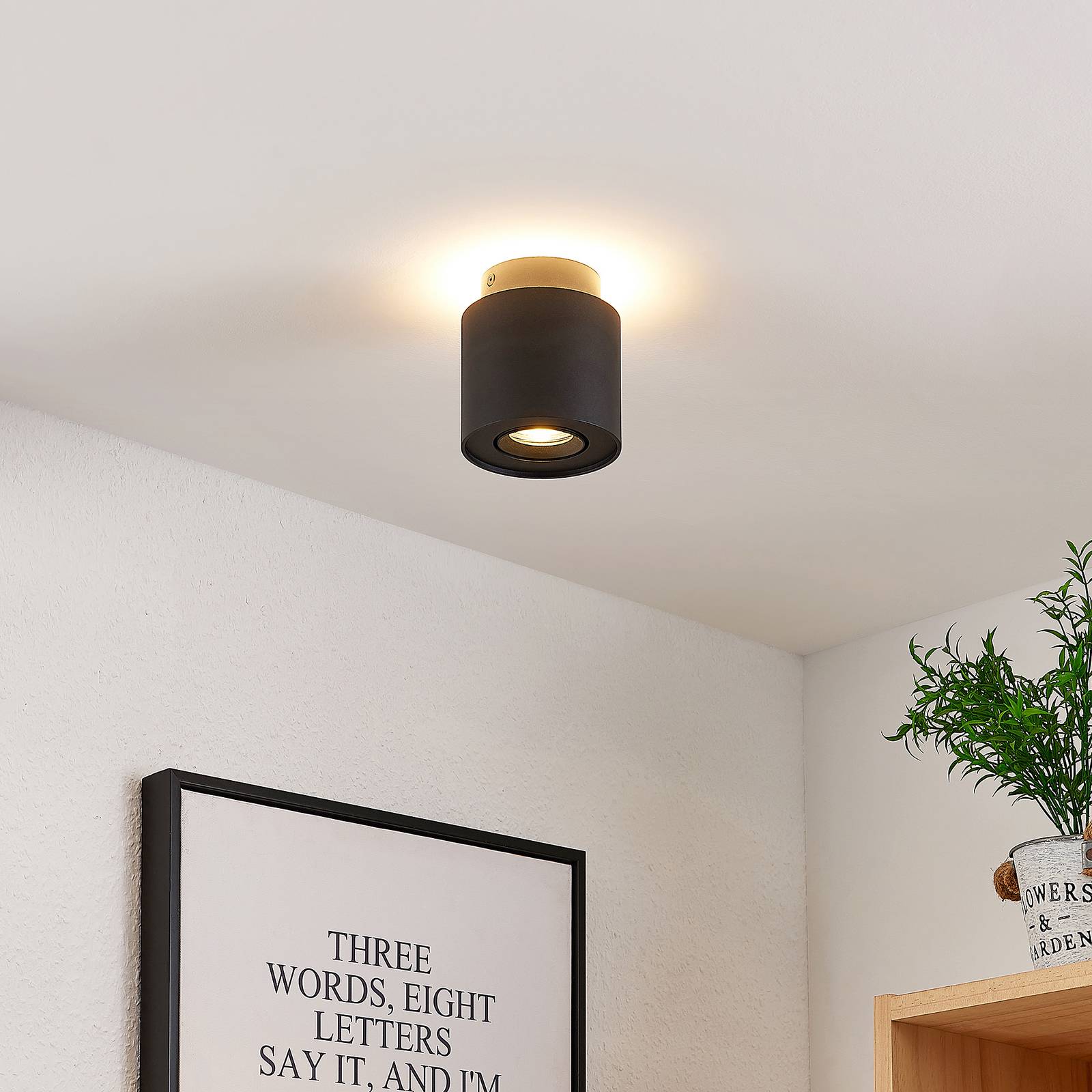 Arcchio Walisa LED-taklampe, rund, svart