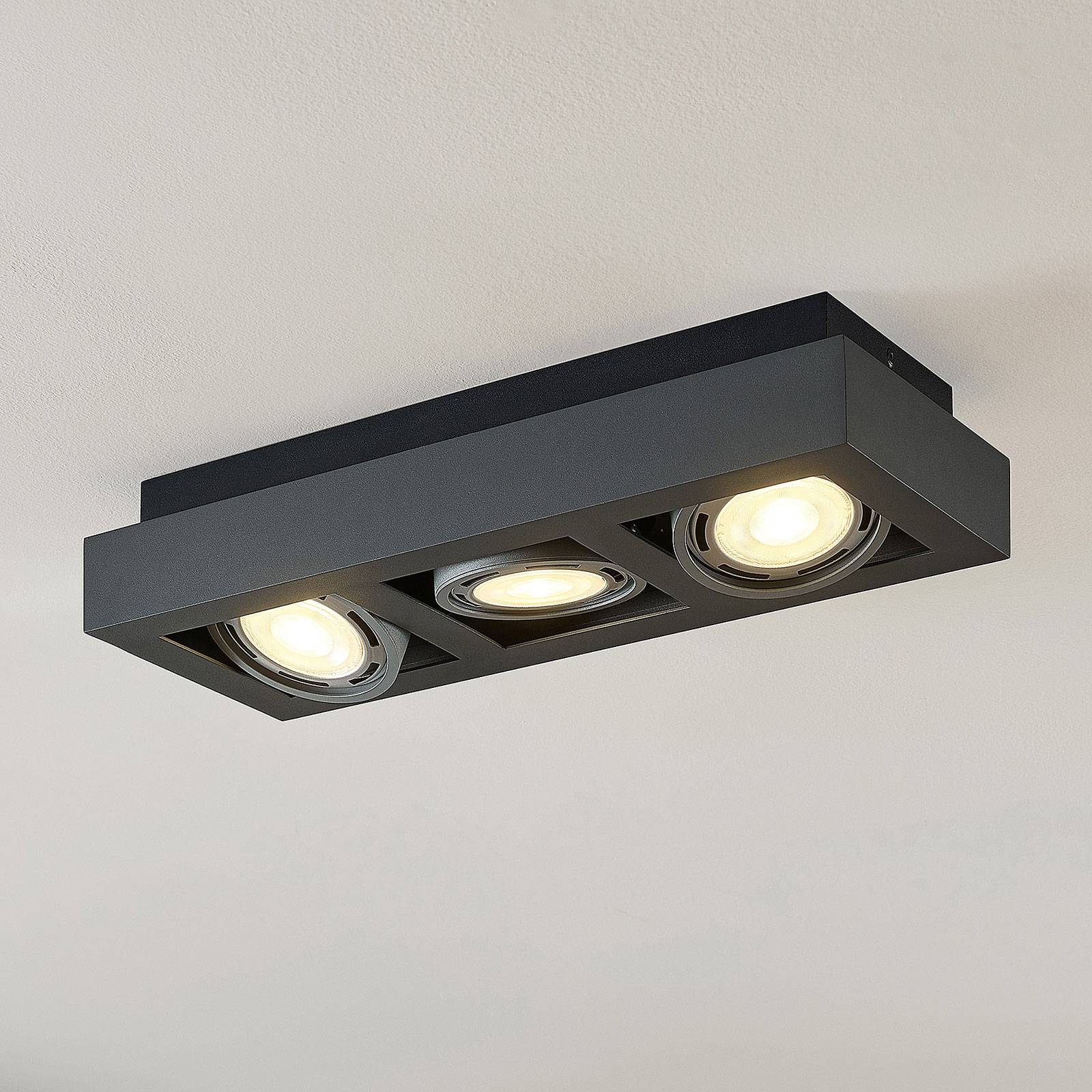 Arcchio LED-takspot Ronka, GU10, 3 lyskilder, mørkegrå
