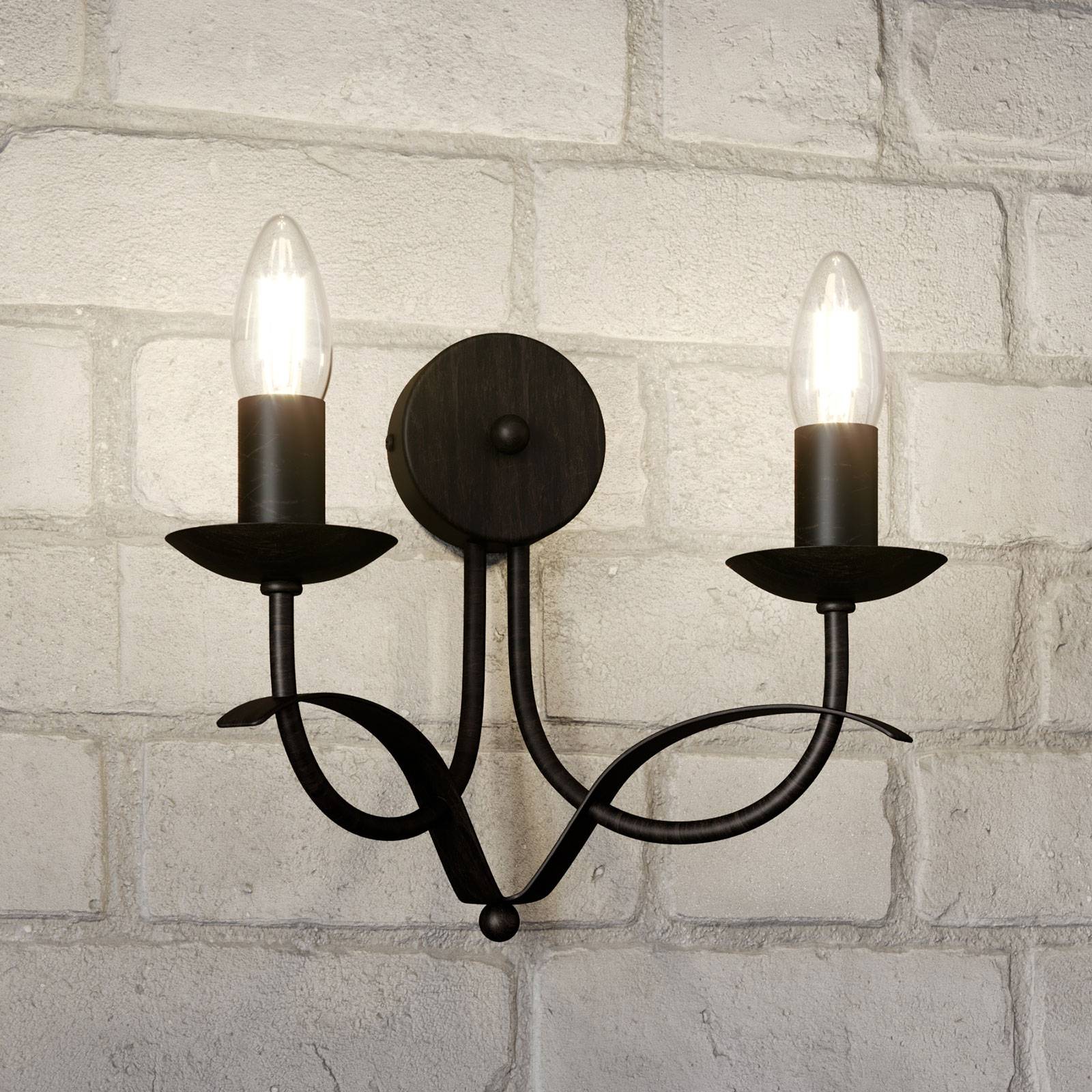 Lindby Amonja vegglampe, 2 lyskilder, brun