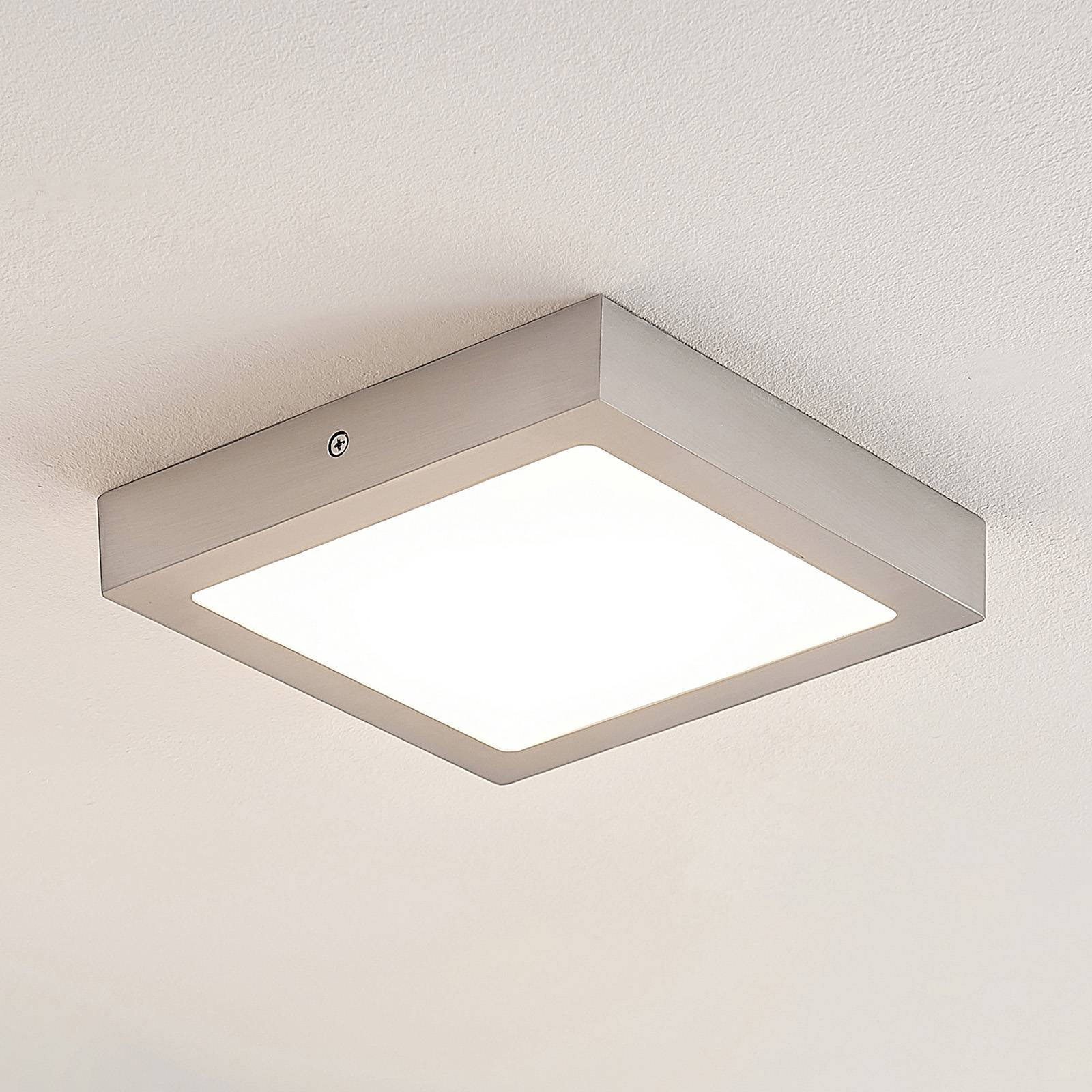 ELC Merina LED-taklampe nikkel, 21,5 x 21,5cm