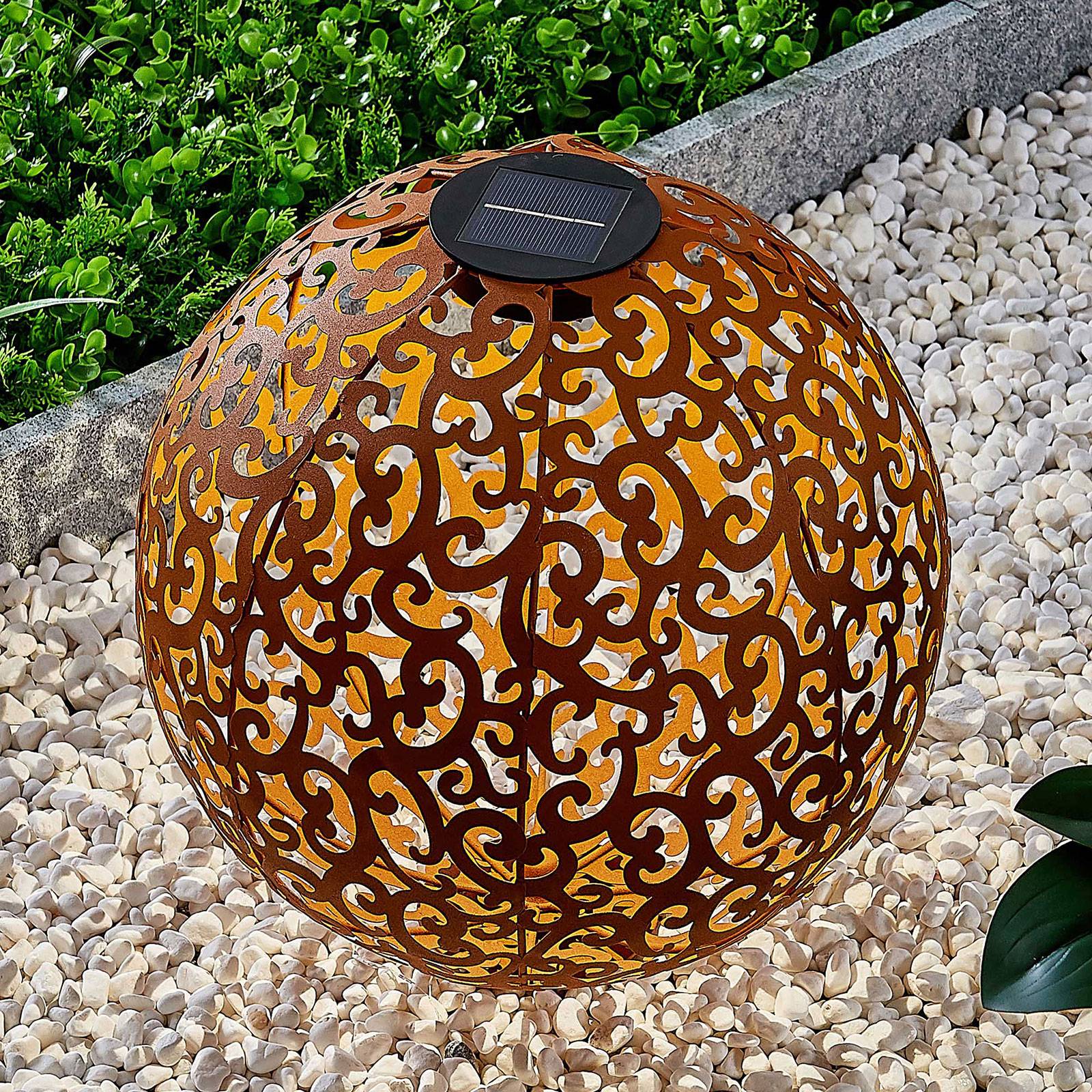 Lindby Ornament-LED-solcellelampe Eduta, kule, rustfarger