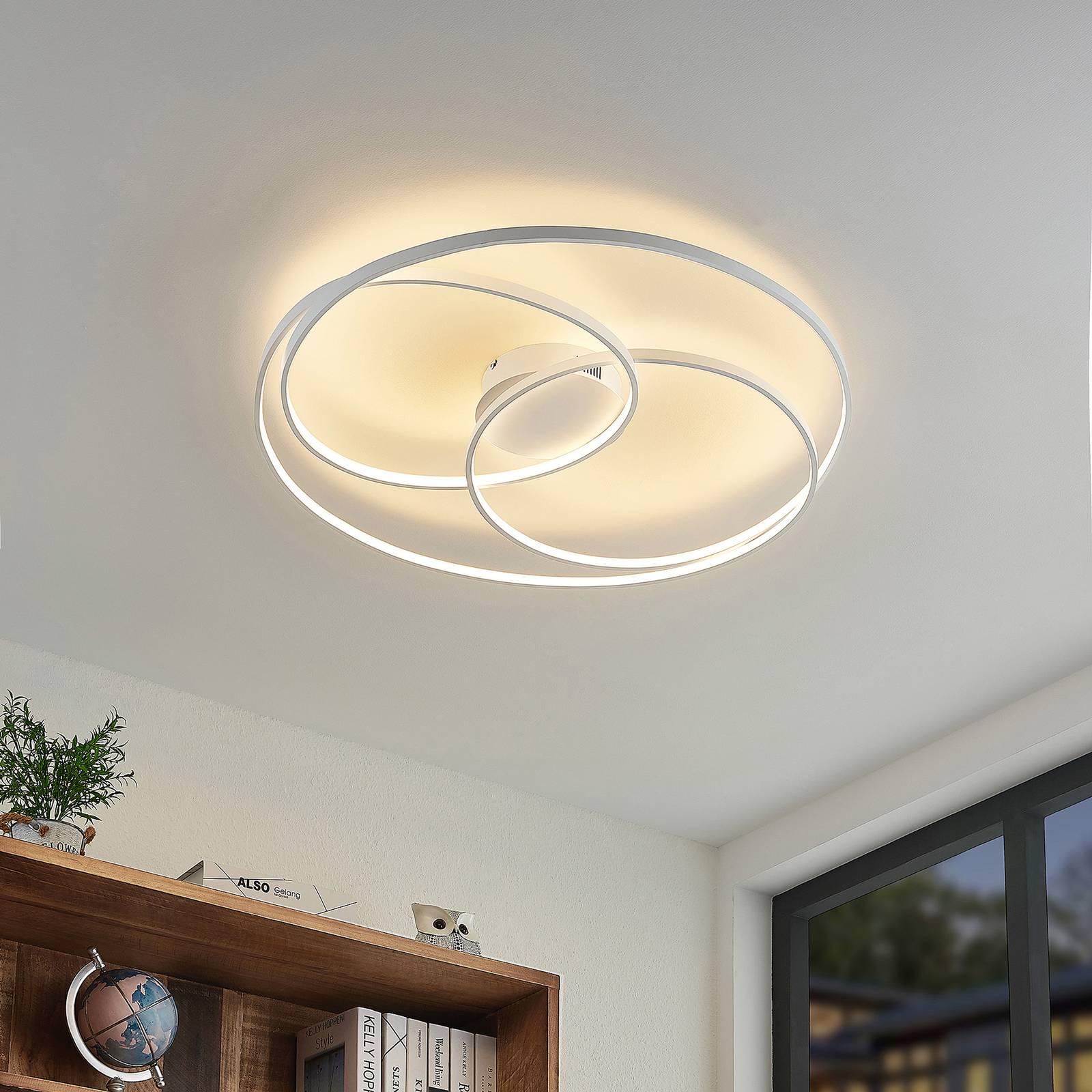 Lindby Kateryna LED-taklampe, hvit, Ø 80 cm