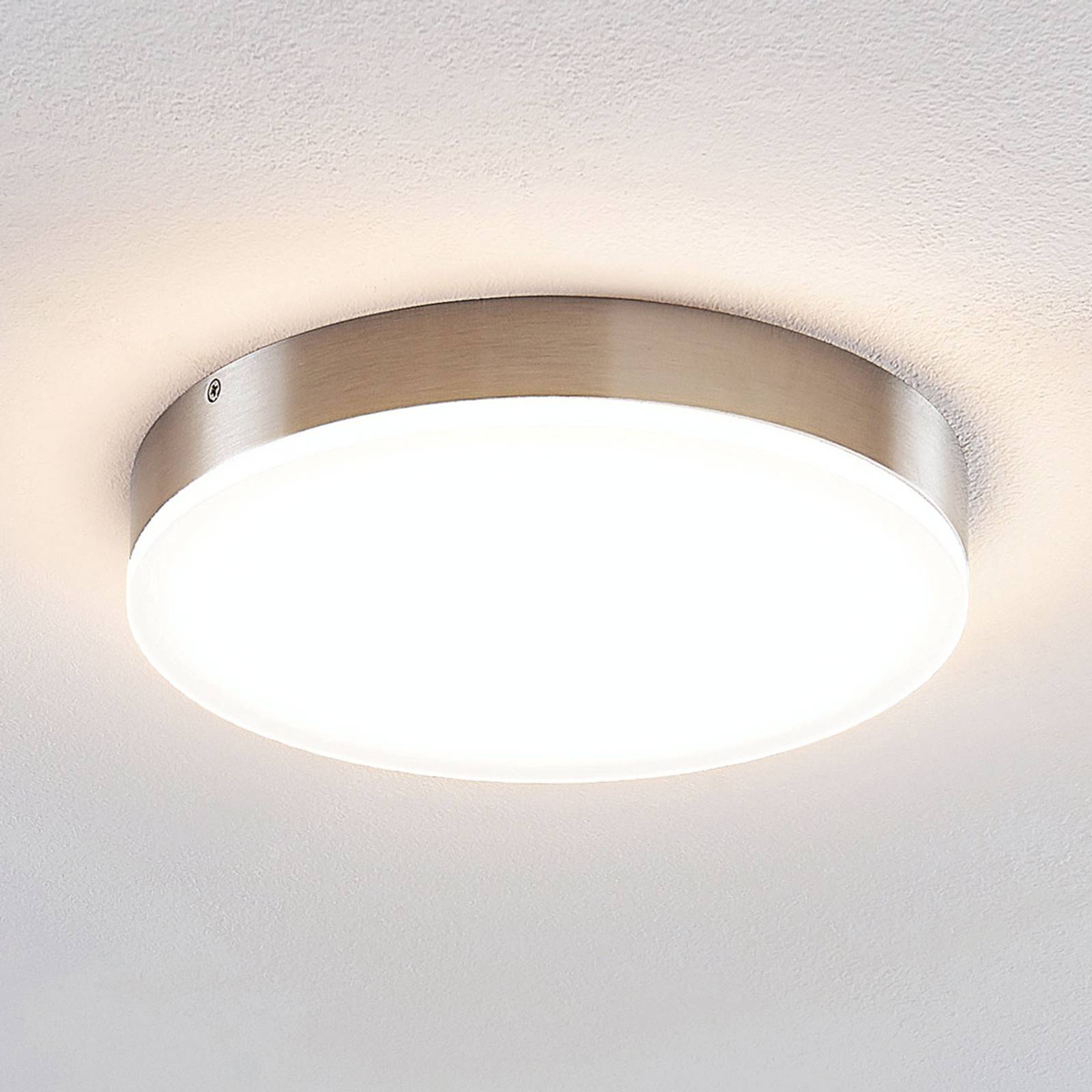 Lindby Leonta LED-taklampe, nikkel, Ø 25 cm