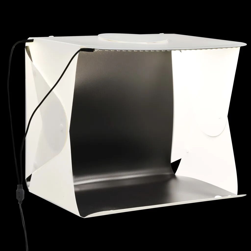 vidaXL Sammenleggbar LED-fotostudiolysboks 40x34x37 cm plast hvit