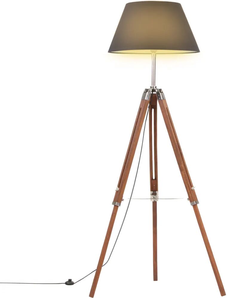 vidaXL Gulvlampe med stativ honningbrun og svart heltre teak 141 cm