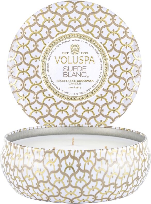 Voluspa Suede Blanc 3-Wick Tin Candle 40h