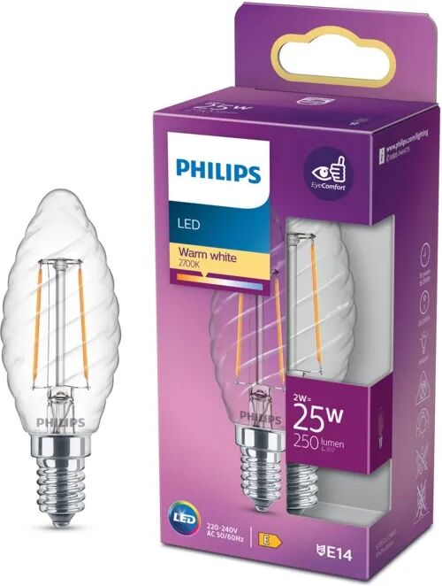 Philips LED-pære Mignon vridd LED E14 250 lm