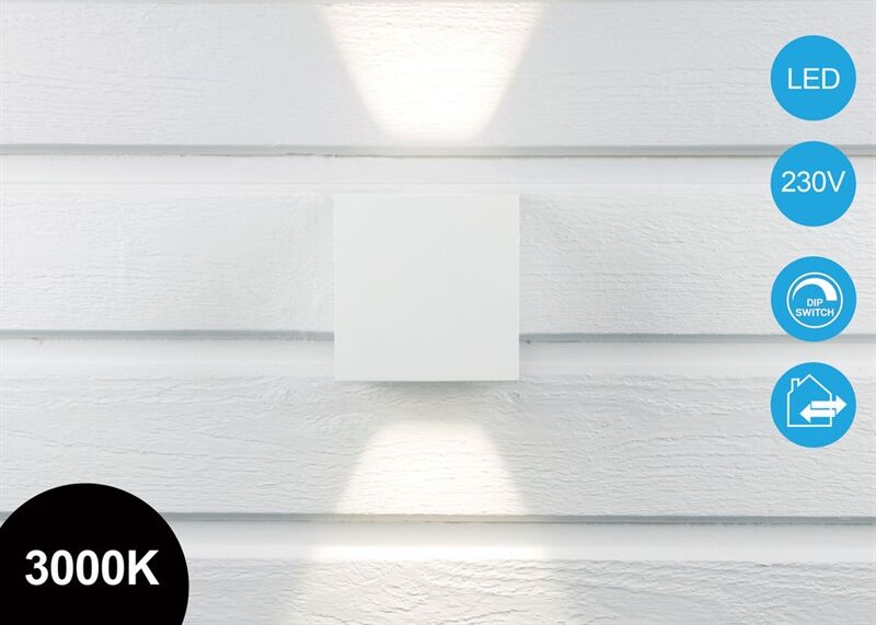 Quadra Pro 10x10cm Up/down Led Væglampe Hvid Ip65