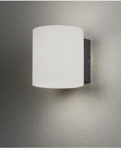 Konstsmide Foggia vegglampe High Power LED 10W m&#248;rkgr&#229;/opal glass. 7859-372