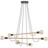 Wisząca Lampa Helix Wood Czarna 6 Źródeł Światła Tk Lighting 4953