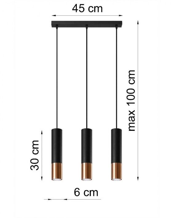 SOLLUX LIGHTING Lampa wisząca LOOPEZ 3L czarny/miedź