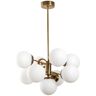 OZAIA Candeeiro de teto em metal com 9 globos de A. 80 cm cor branco e dourado - MUDONI