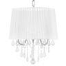 Beliani Candeeiro de teto branco casquilhos para 3 lâmpadas abajur de tecido com cristal estilo glam