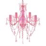 vidaXL Lustre cor-de-rosa com 5 lâmpadas
