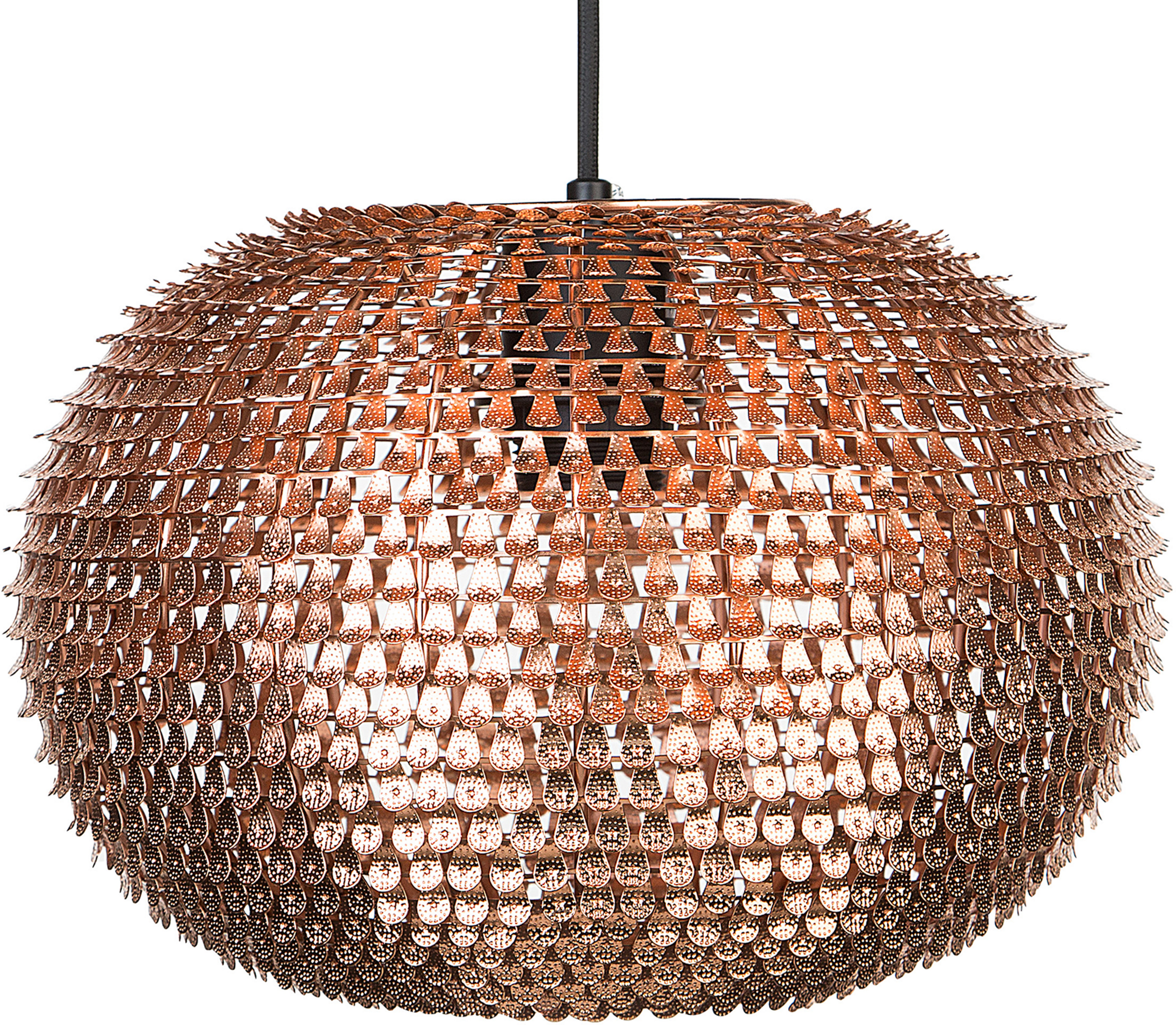 Beliani Candeeiro de teto suspenso em metal cor de cobre globo oval design moderno