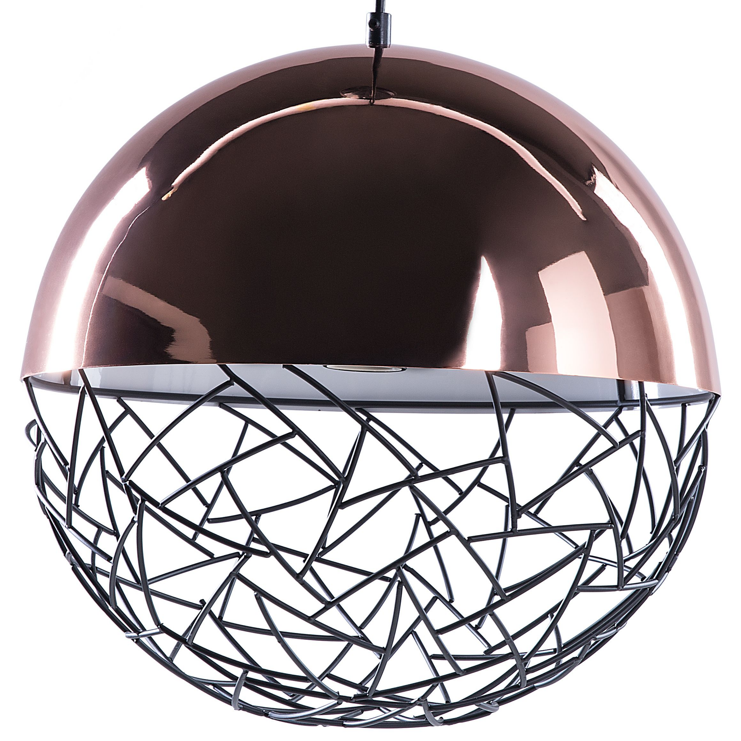 Beliani Candeeiro de teto suspenso cor de cobre e preto estrutura metálica esférica design moderno