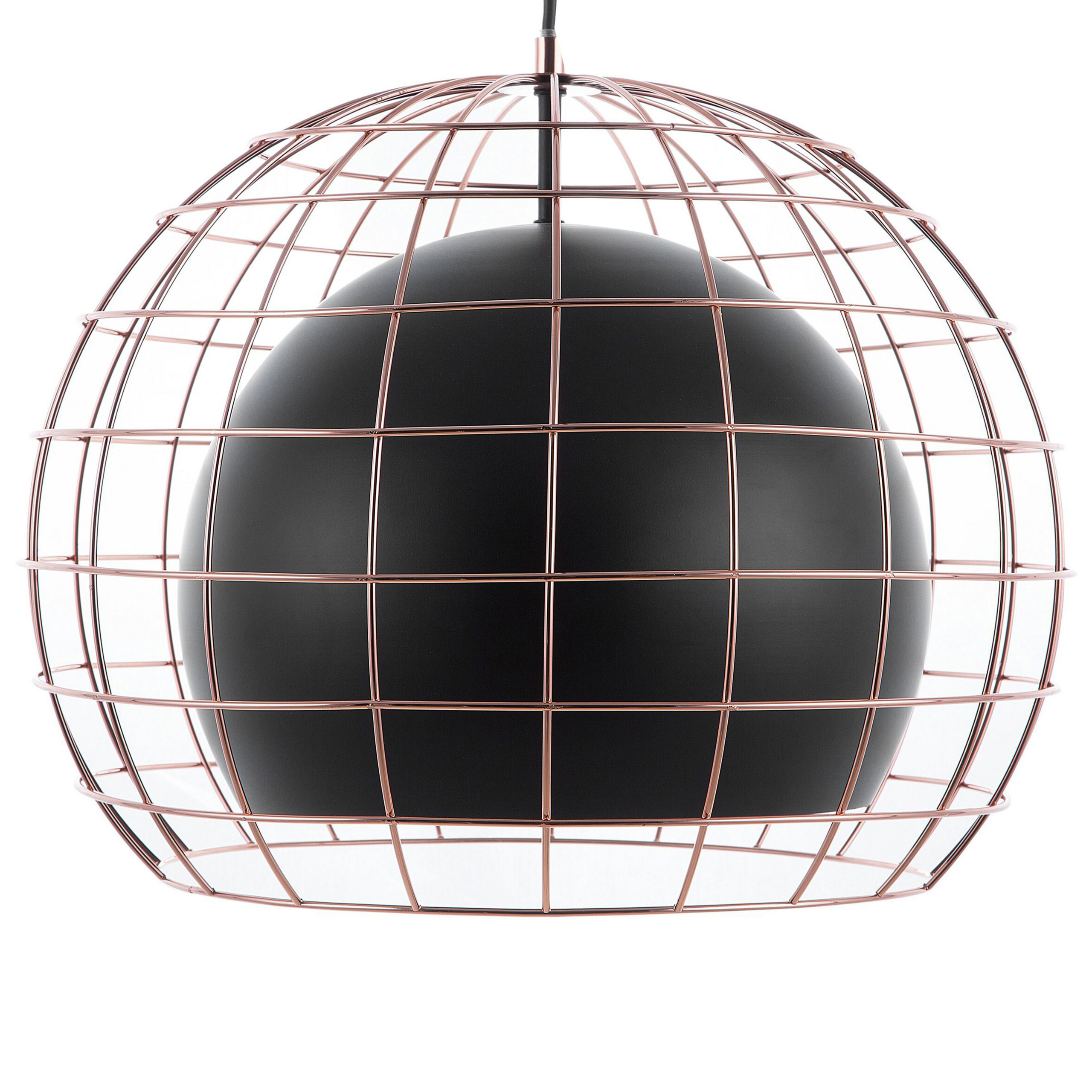 Beliani Candeeiro de teto suspenso preto e cor de cobre metálico ø 38 x 128 cm abajur em gaiola estilo industrial