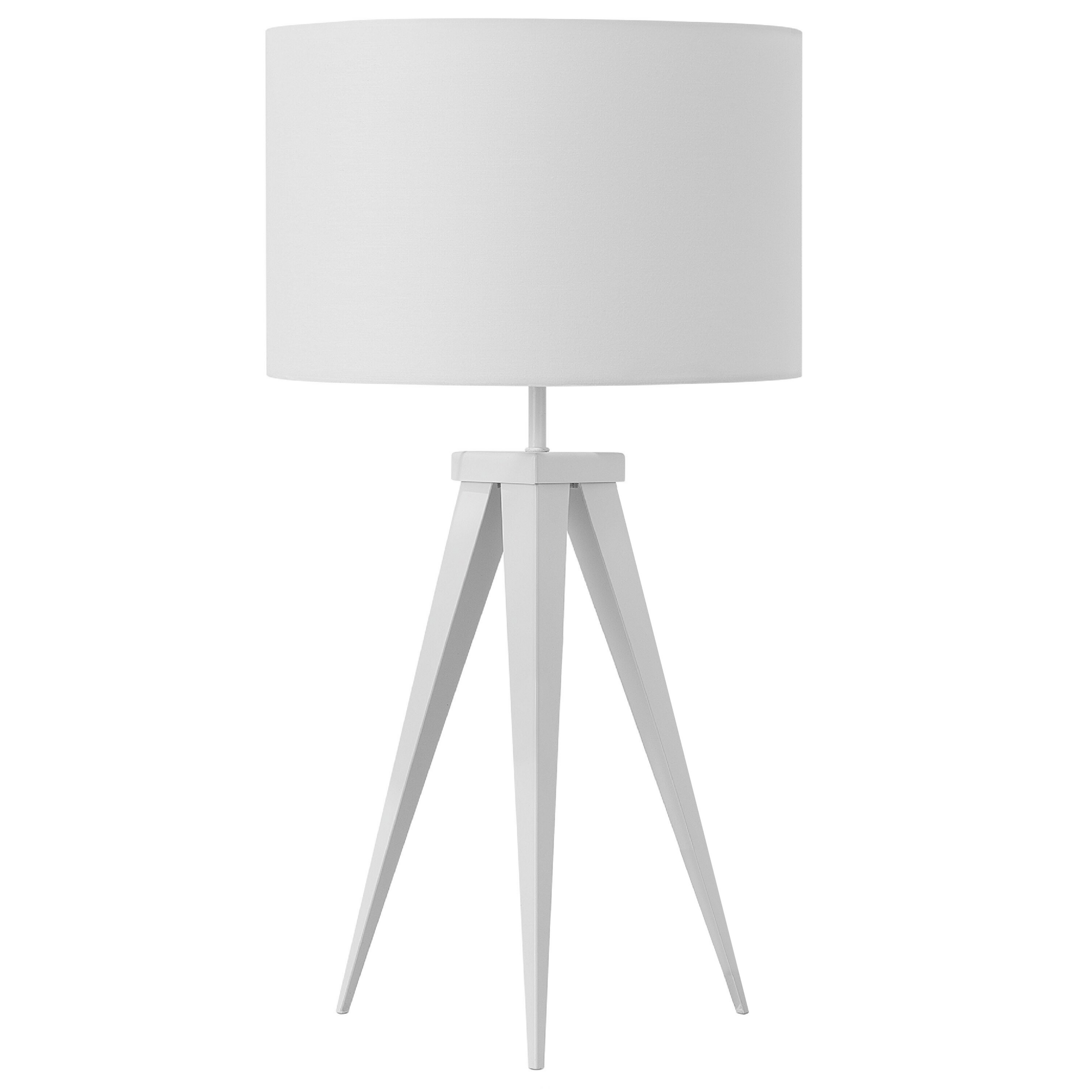 Beliani Candeeiro de mesa branco metal e poli-algodão ø 28 cm base em tripé e abajur cilíndrico estilo industrial