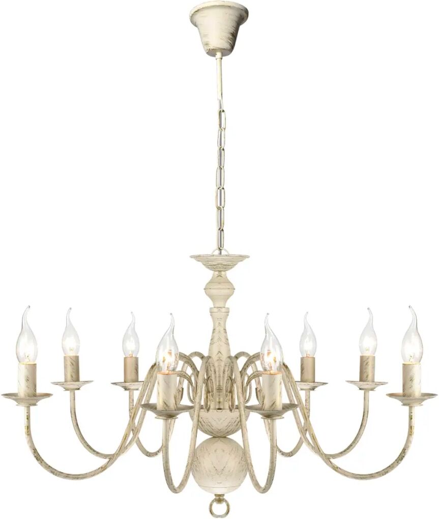 vidaXL Candelabro de metal branco antigo com 8 lâmpadas E14