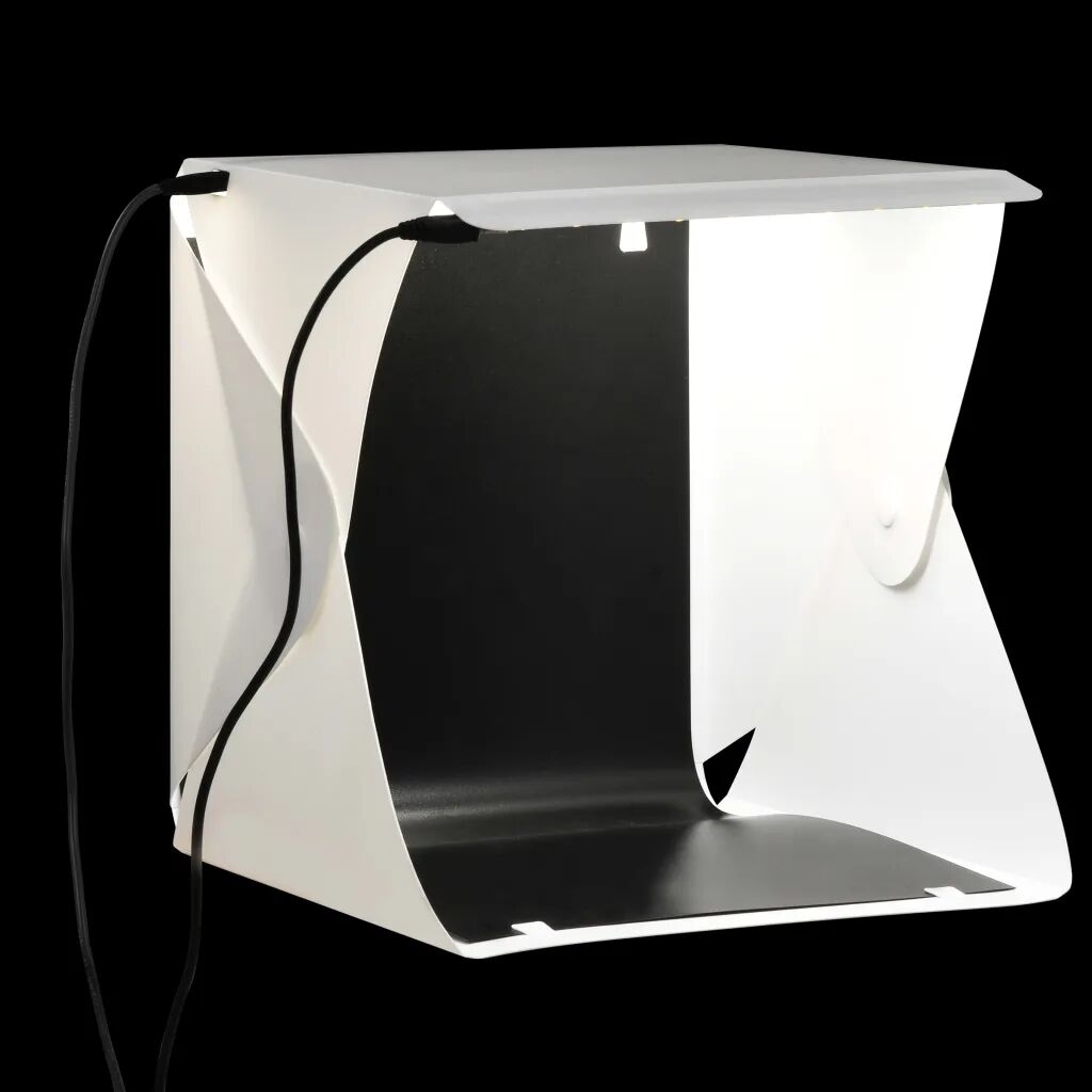 vidaXL Caixa luz LED dobrável p/ estúdio fotográfico 23x25x25cm branco