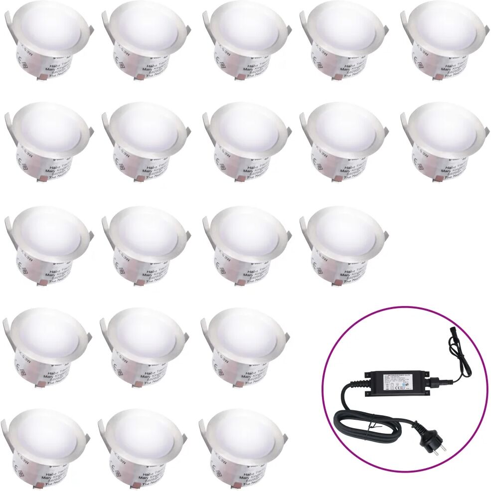 vidaXL Iluminação LED para pisos 20 pcs branco frio