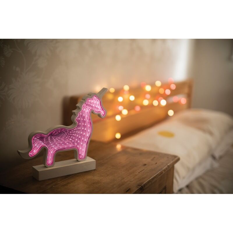 Lyyt Candeeiro Decorativo Unicornio De Madeira Rosa