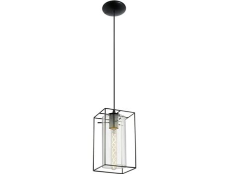 Eglo Candeeiro Suspenso Loncino (Preto - E27 - 1 x 60 W - Aço e Vidro)