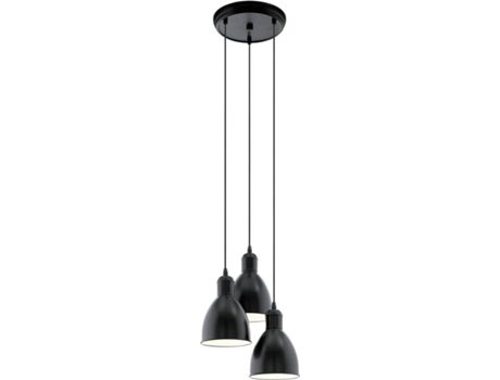 Eglo Candeeiro Suspenso 3 Priddy Madeira (Branco - E27 - 3 x 180 W - Aço)