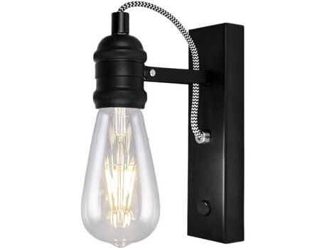 Alemar Aplique de Parede Lugano (Máx. 60W - Metal - Preto)