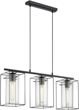 Eglo Candeeiro Suspenso 3 Loncino (Preto - E27 - 3 x 180 W - Aço e Vidro)