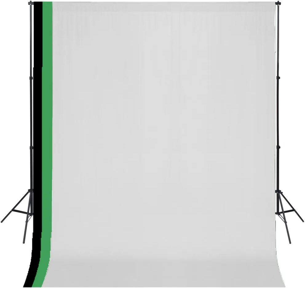 vidaXL Set studio foto cu 3 fundaluri de bumbac, cadru reglabil, 3x3 m