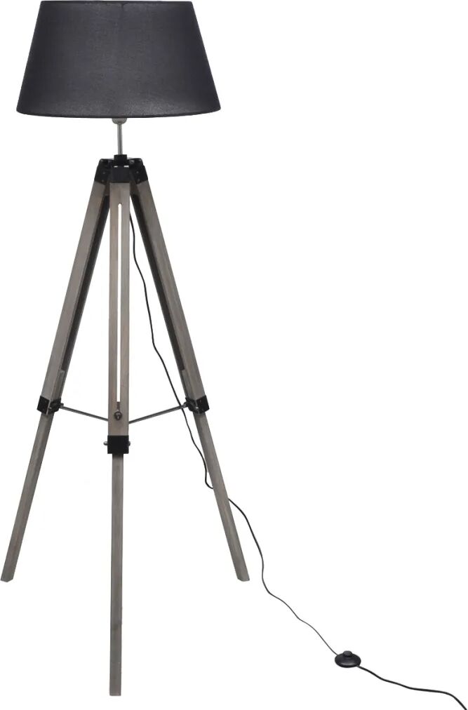 vidaXL Lampă de podea ajustabilă cu tripod, abajur din material textil, negru