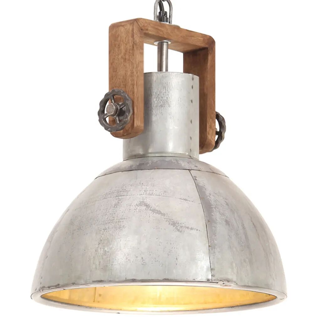 vidaXL Lampă suspendată industrială, 25 W, argintiu, rotund, 30 cm E27