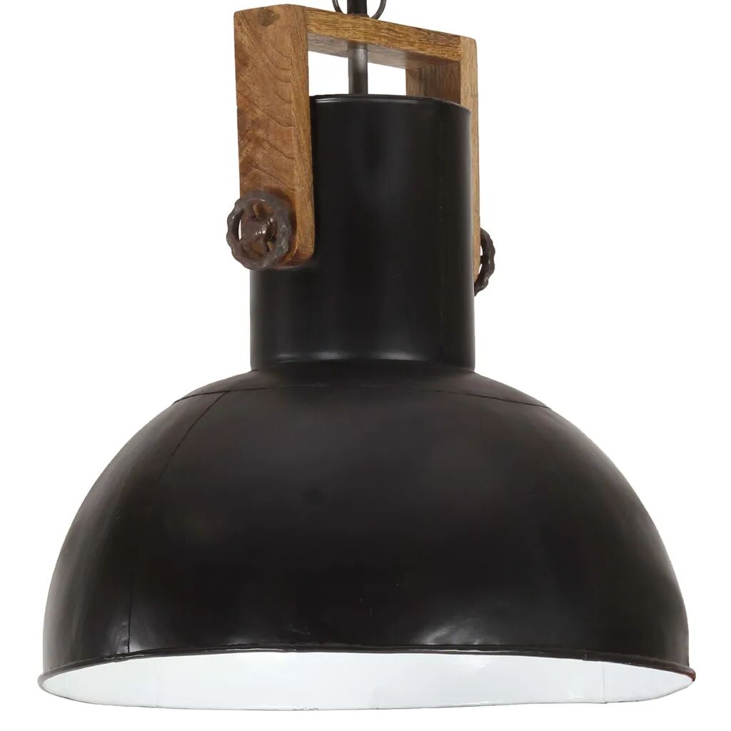 vidaXL Lampă suspendată industrială, 25 W, negru, 42 cm, mango E27, rotund