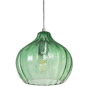 Beliani Taklampa Grön glasskärm Retrobelysning Hängande lampa