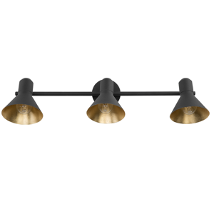 Beliani Svart Vägglampa med Guldmetalljusterbara Lampskärmar 3 lampor i Industriell Stil