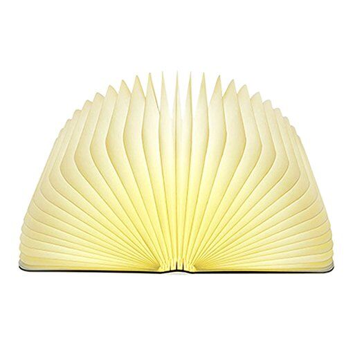 Lixada LED vikbar boklampa trä vikbar bokform bordslampa varm vit uppladdningsbar 2 500 mAh atmosfär humörljus för presentdekor stor storlek