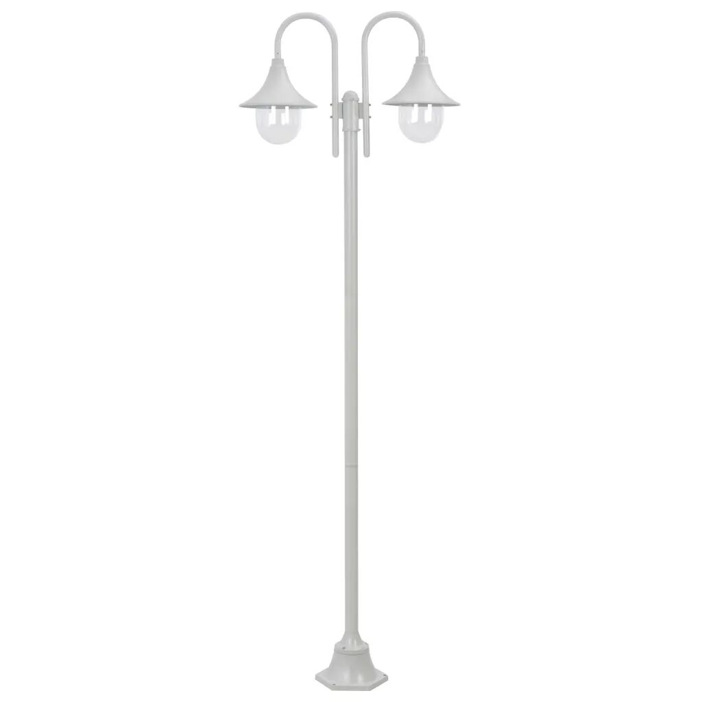 vidaXL Záhradná stĺpová lampa E27 220 cm hliníková 2 lampáše biela