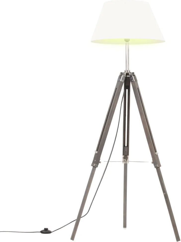 vidaXL Lampa na statíve sivá a biela 141 cm teakový masív