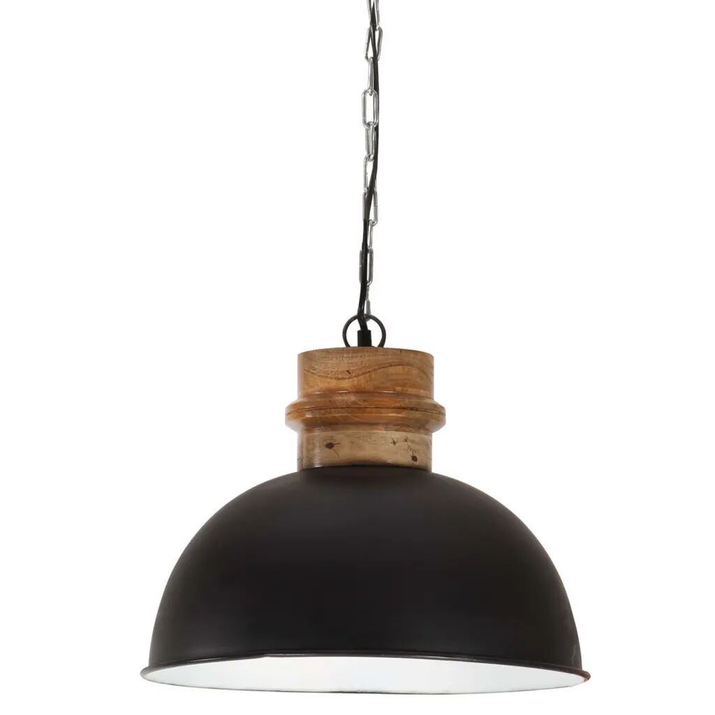 vidaXL Industriálna závesná lampa 25 W čierna mangovník 42 cm okrúhla E27