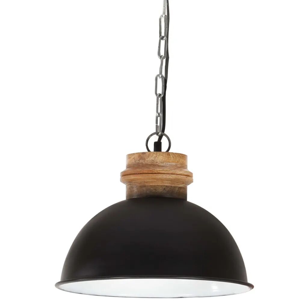 vidaXL Industriálna závesná lampa 25 W čierna mangovník 32 cm okrúhla E27