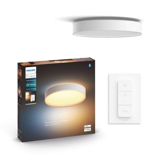 Philips Hue 41166/31 / P6 LED kúpeľňové stropné svietidlo Devere L + Hue Switch 1x33,5W   4300lm   2200-6500K   IP44 - stmievateľné, Bluetooth, White Ambiance, biela