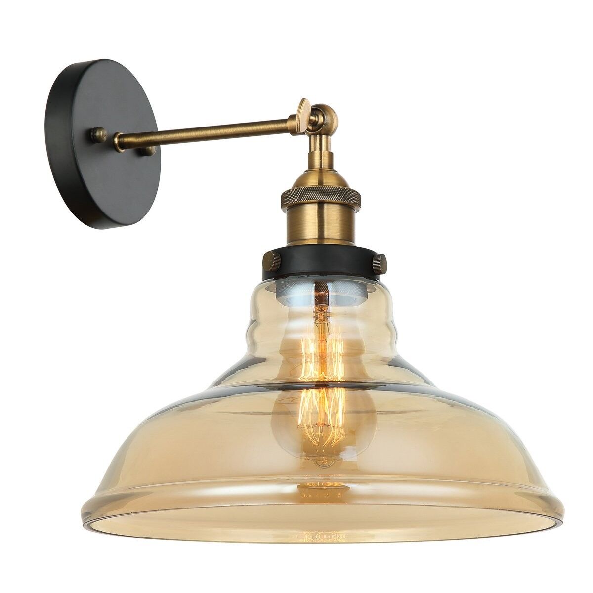 Italux MBM-2381/1 GD + AMB nástenná lampa Hubert 1x40W   E27 - čierna, zlatá, jantárové sklo