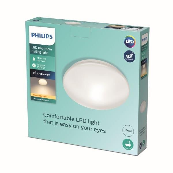 Philips Canopus LED CL259 Stropné svietidlo do kúpeľne kruhové 17W/1500lm 320mm 2700K IP44 biela